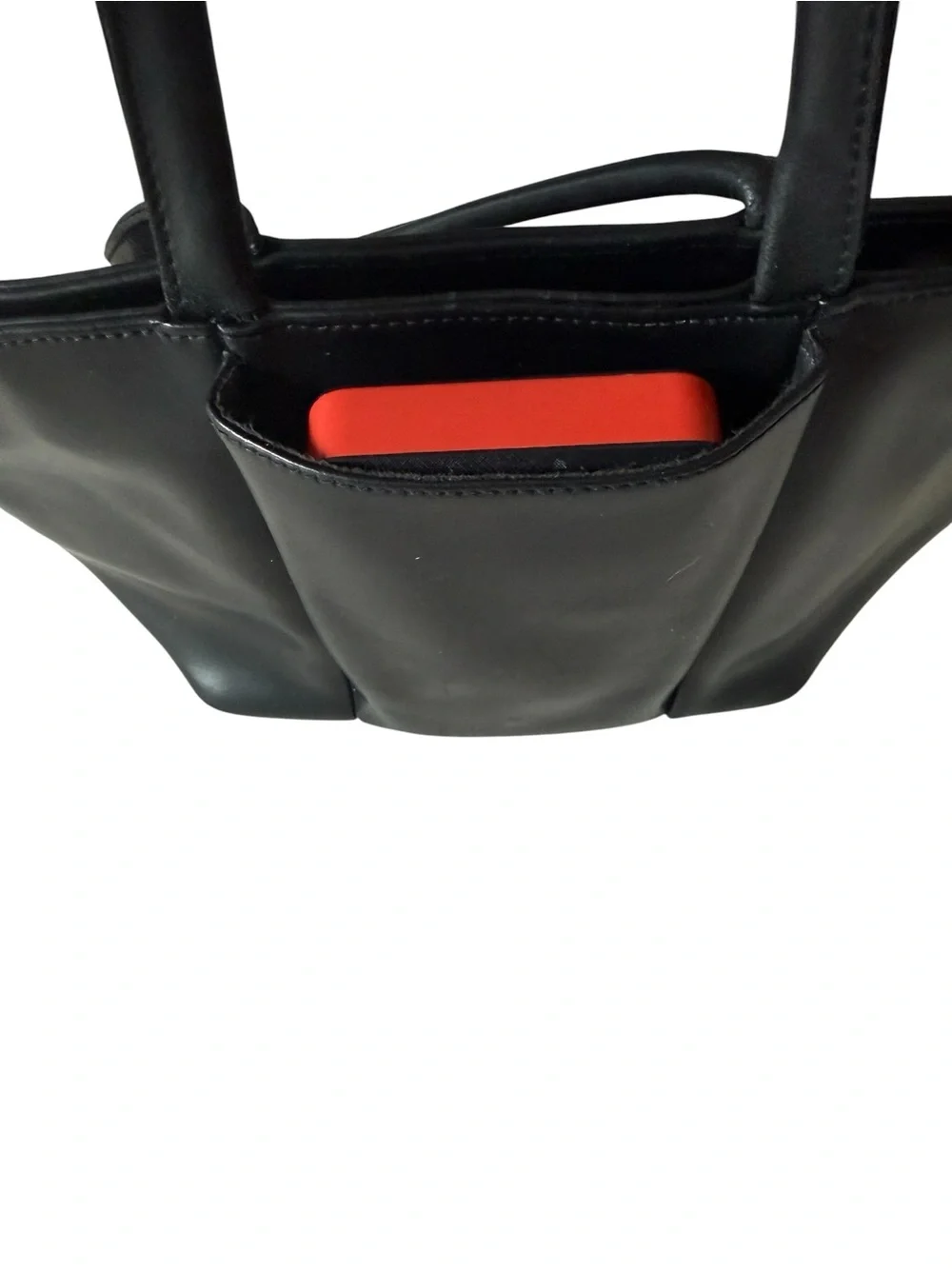 Vintage Focus Paris Black Leather Structured Tote Bag Made in France